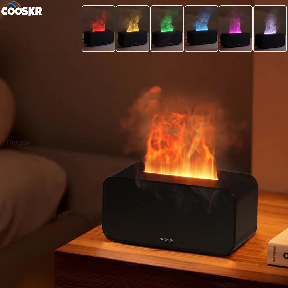 Diffuseur humidificateur effet flamme noir