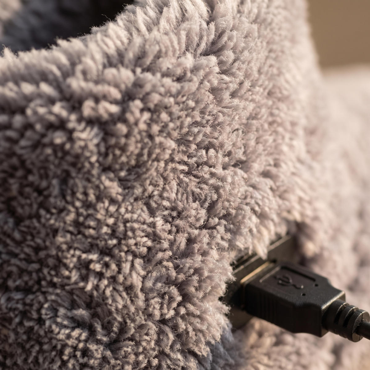 Chaussons chauffants USB - détail tissu