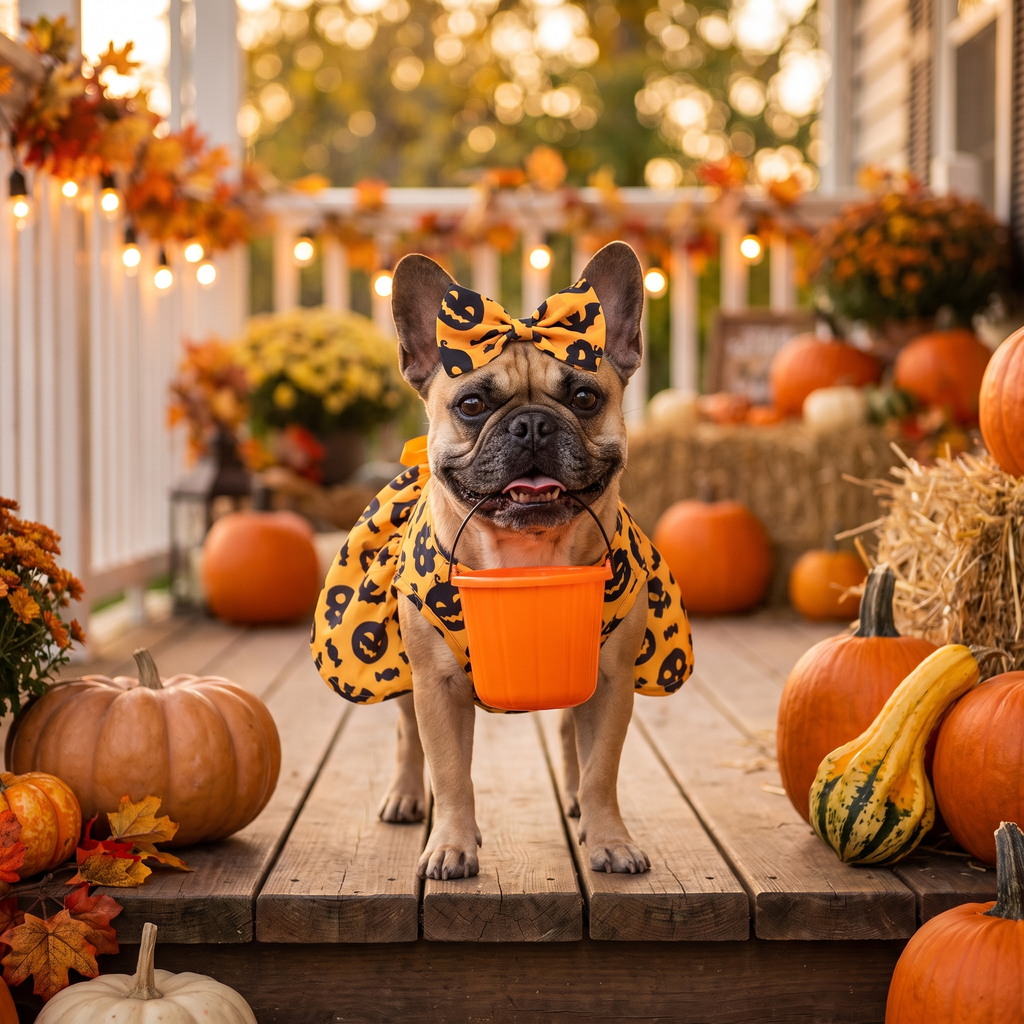 Robe citrouille chien - porche Halloween